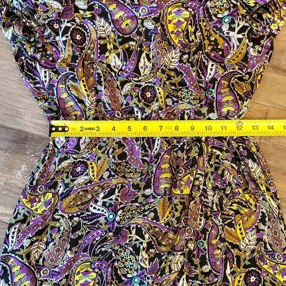 Zara Paisley Print Open Keyhole Back Long Sleeve Partially Lined Mini Dress, XS - Picture 9 of 15
